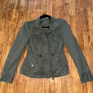 Candie's Olive Green Utility Jacket Women's Medium Y2K Military Style Grunge